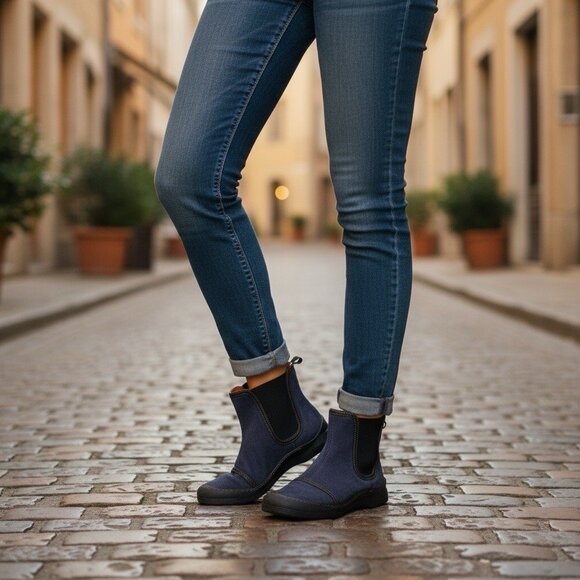 TCHOCO Blue Suede Chelsea Ankle Boots Women’s Sneakers Booties Size 6 - Picture 1 of 10